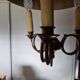 Lustre said metal chandelier with 3 lights in hunting horns.