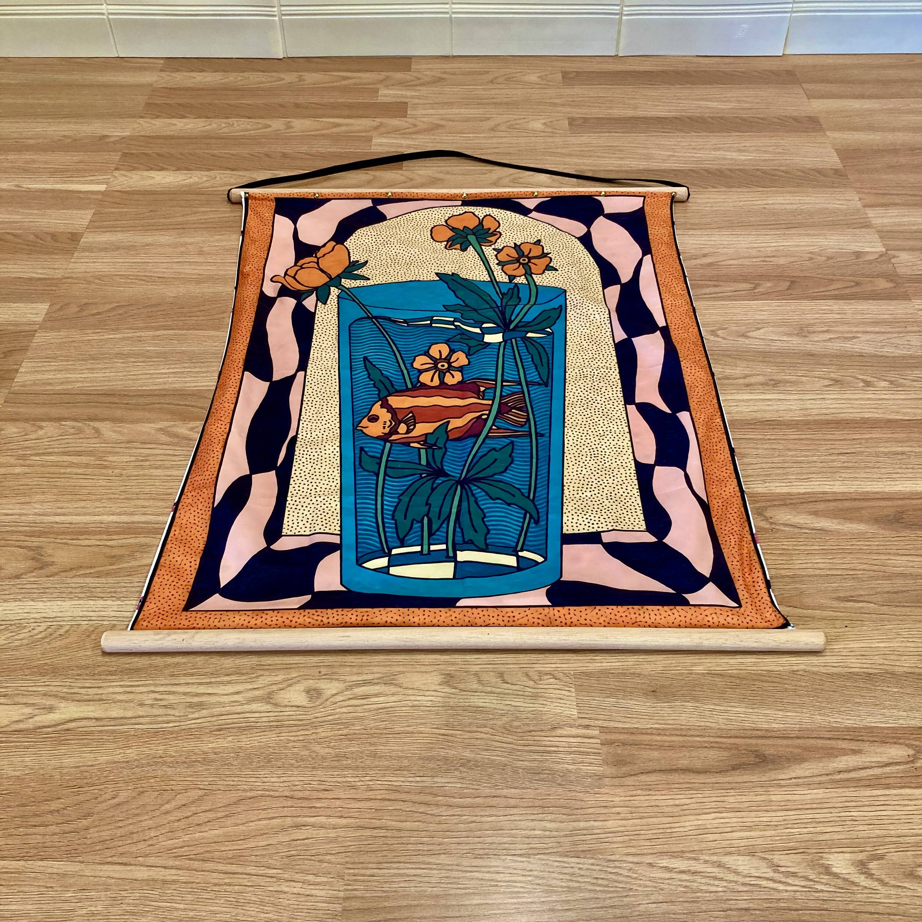 Large silk hanging decoration.