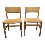 Pair of vintage velvet and wood chairs