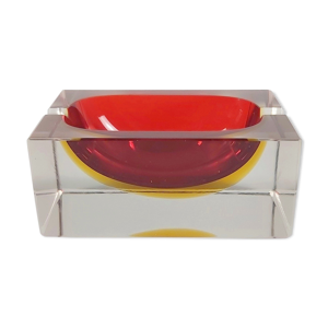 cendrier en verre sommerso murano de flavio poli pour seguso, années 1970