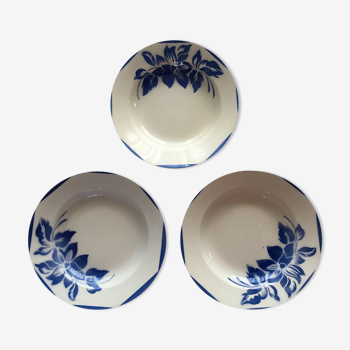 set of 3 plates of the faience factory of Digoin Sarreguemines