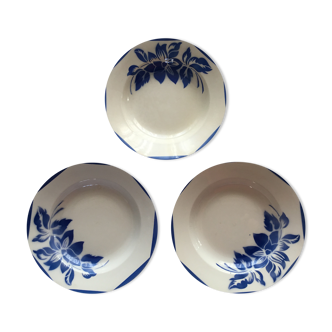 set of 3 plates of the faience factory of Digoin Sarreguemines