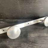 Art Deco aluminum towel rack and wall hooks, 1940