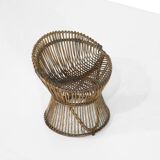 Tabouret en Rotin, Italie, années 1960s.