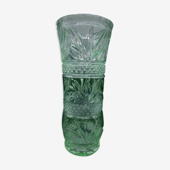 Vase en cristal pressé-moulé vert