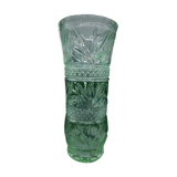 Green pressed-moulded crystal vase