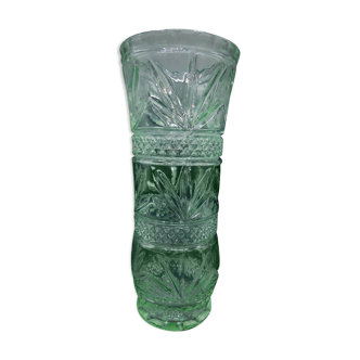 Green pressed-moulded crystal vase