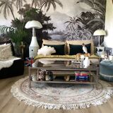 Coffee table 70s metal and smoked glass