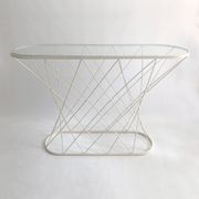 White Twisted Console 1980s  Noguchi Style USA Mid Century Oval