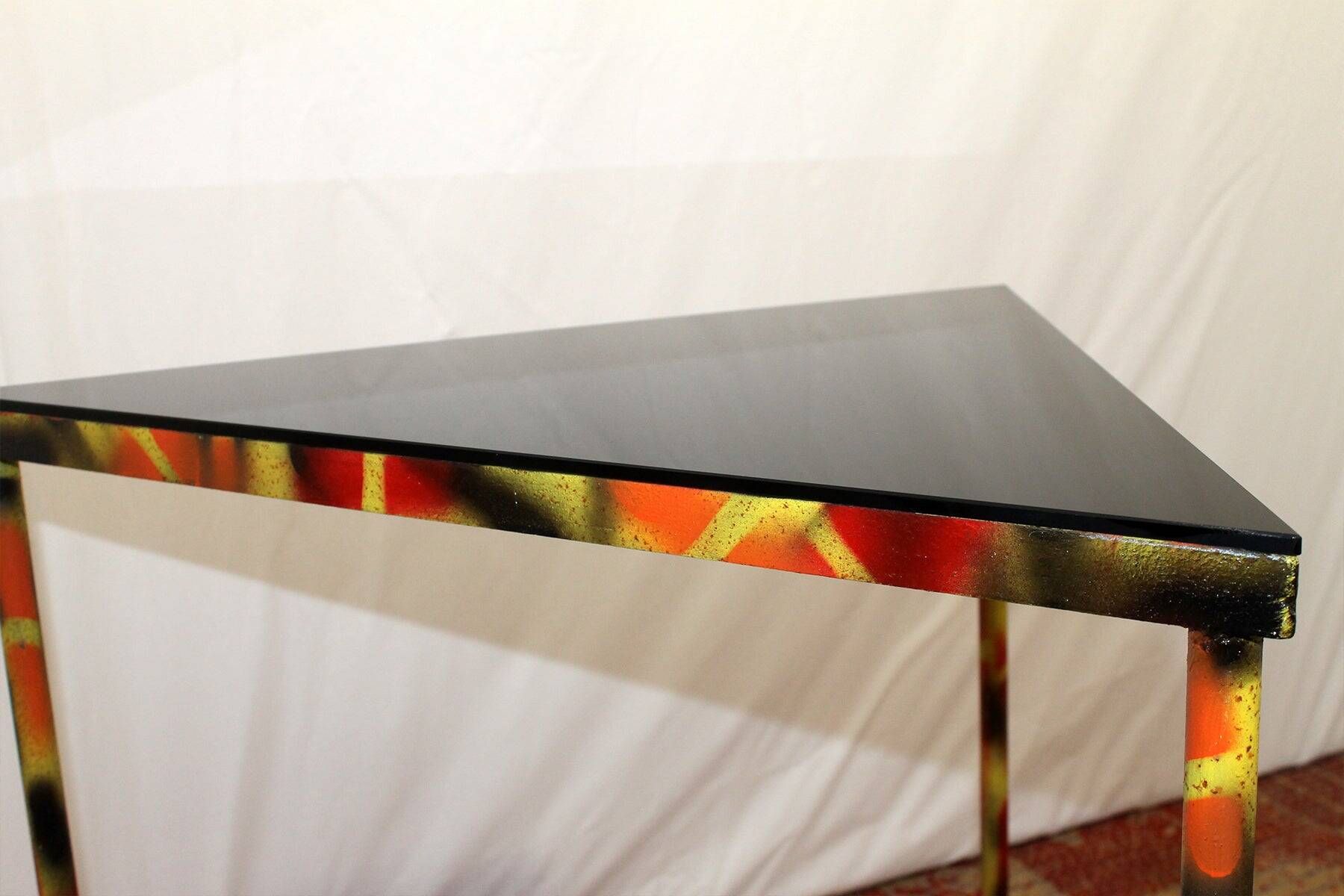 Vintage Eastern Bloc industrial side table, metal & wood accent table