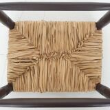 Vintage rattan and wooden stool, France, 1960's