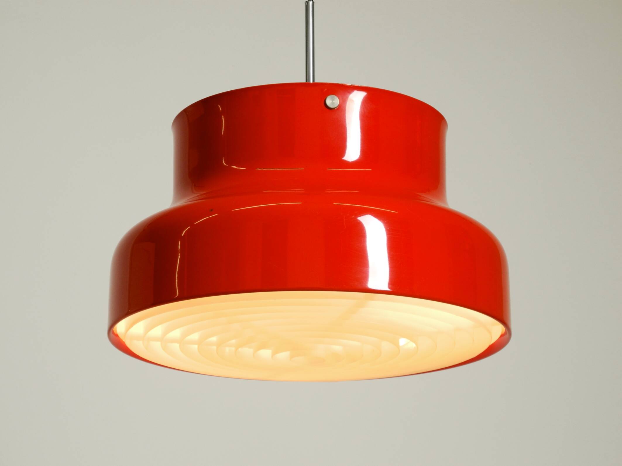 Large original 1960s red Bumling ceiling lamp by Anders Pehrson for Ateljé