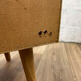 Scandinavian oak chest of drawers with vinyl storage, 60s