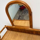 Coiffeuse bureau en rotin et bambou vintage