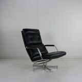 Fabricius and Kastholm black leather lounge chair FK 85 for Kill International