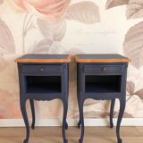 Pair of Louis XV style bedside tables, Sèvres Blue