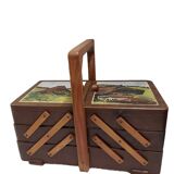 travailleuse de table / boite à couture en bois