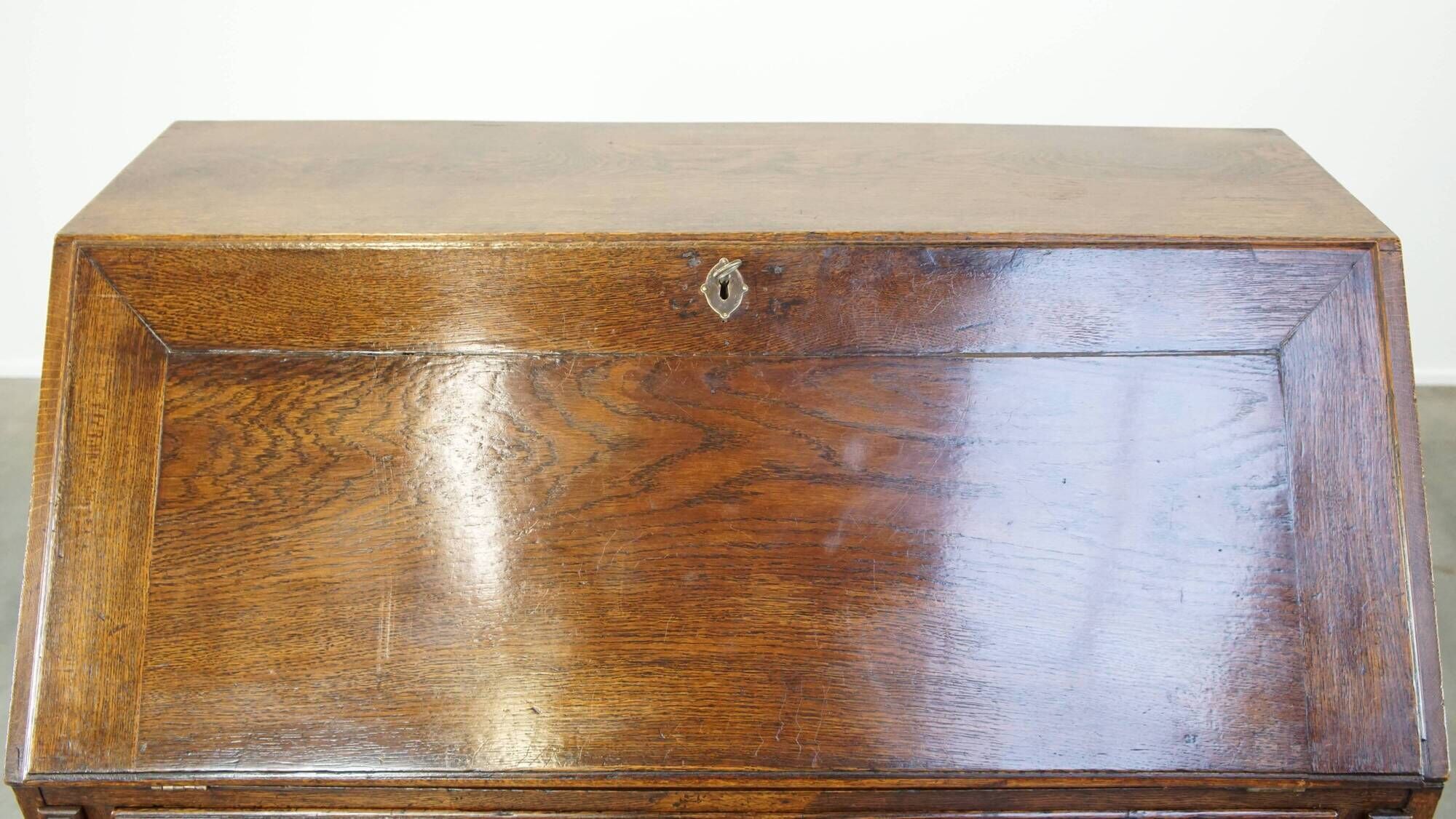 Large antique English oak secretaire from the 18th century