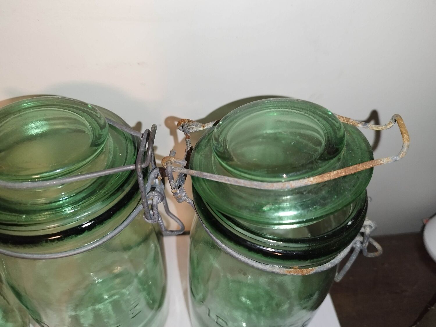 Lot 3 ideal green glass jars