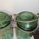 Lot 3 ideal green glass jars