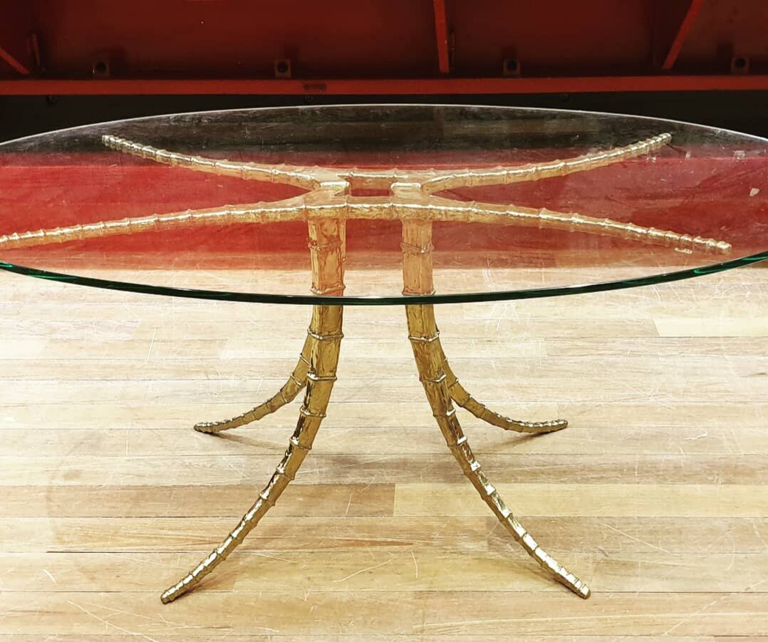 Bronze and glass design table by Alain Chervet