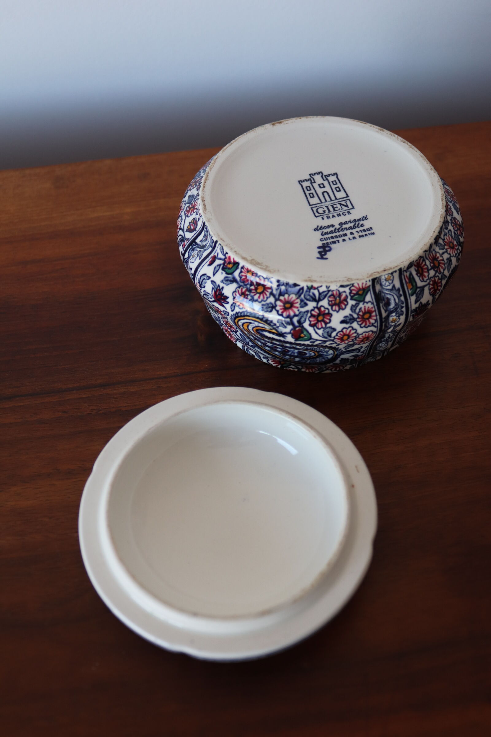 Bonbonnière en faïence de gien décor cachemire