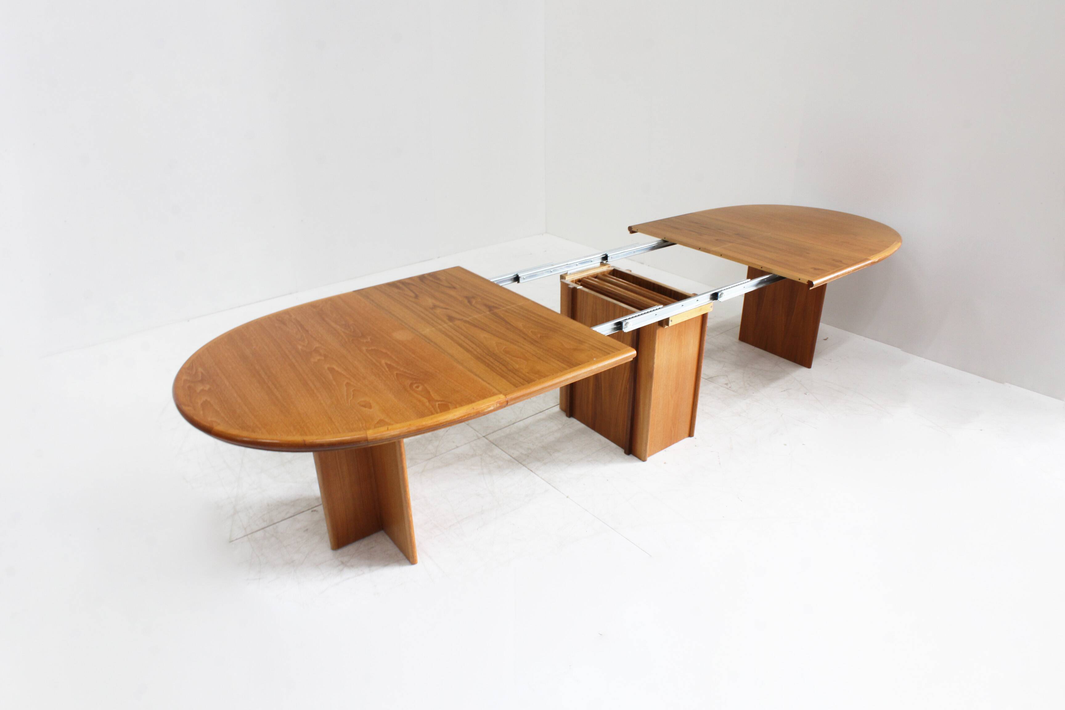 Vintage Danish Large Oval Extendable Dining Table XL 1960s