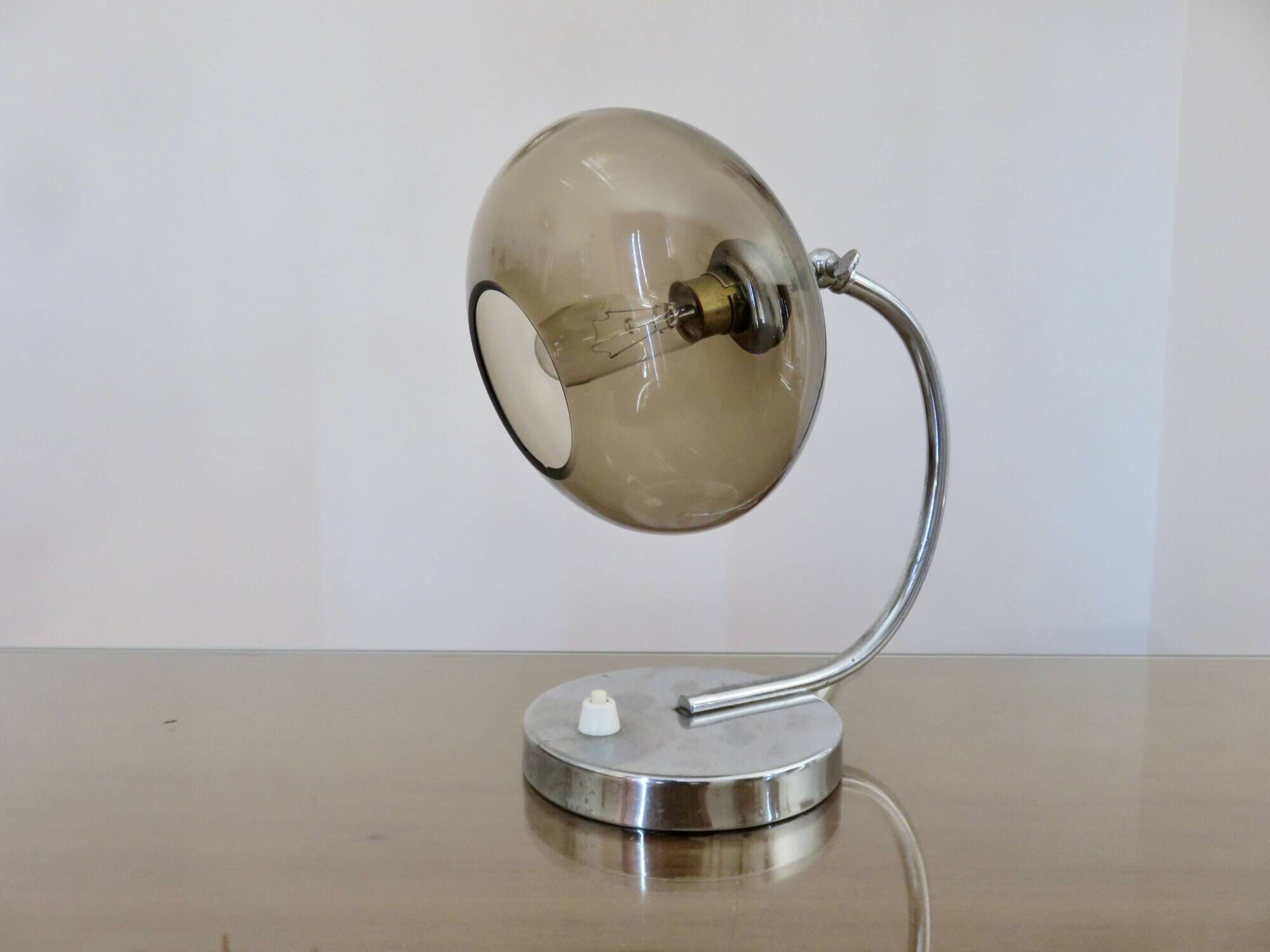 Lamp in chrome metal and amber glass made in Italy 1970