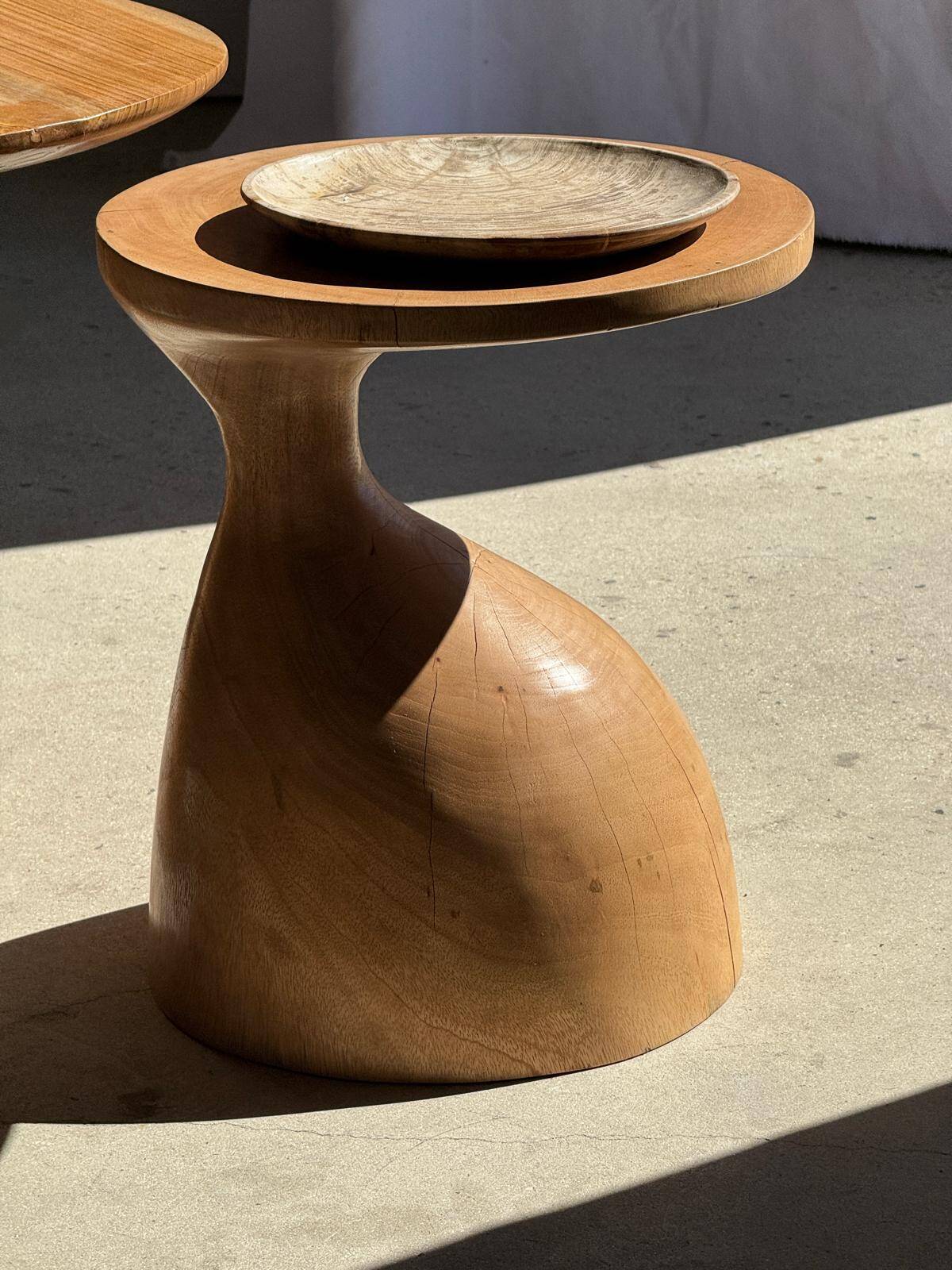 Petrified wood catchall or dish in light grey with rings D27x25 -3320