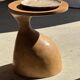 Petrified wood catchall or dish in light grey with rings D27x25 -3320