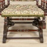 Antique Spring Rocking Chair in Floral Fabric, 1890s