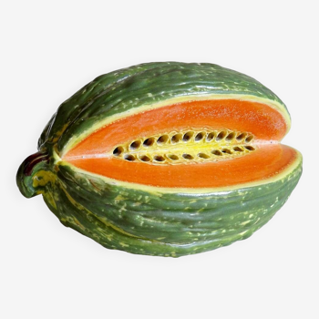 Large trompe l'oeil/ceramic melon/watermelon flower pick