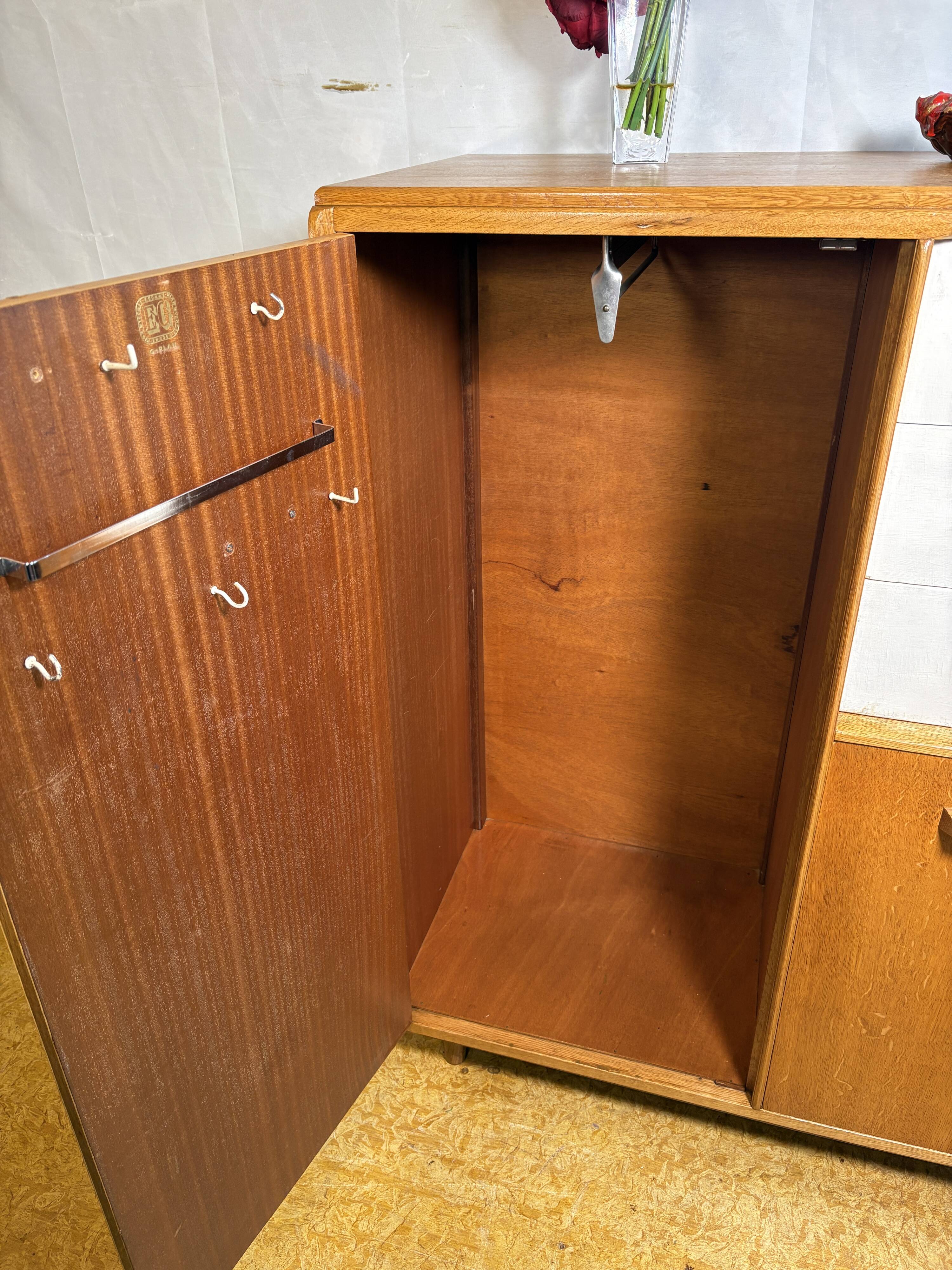 Rare Vintage G-Plan E. Gomme Oak Compactum Gentleman’s Wardrobe c.1950–1960