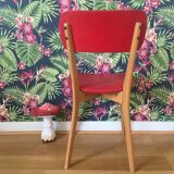 Chair Vintage wood and Red Skai