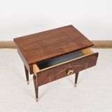 Vintage bedside table from the 70s in varnished wood.