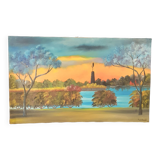 Tableau paysage couché de soleil