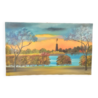 Tableau paysage couché de soleil