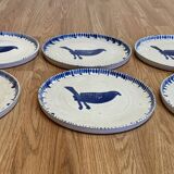 Set of 6 completely handmade plates.