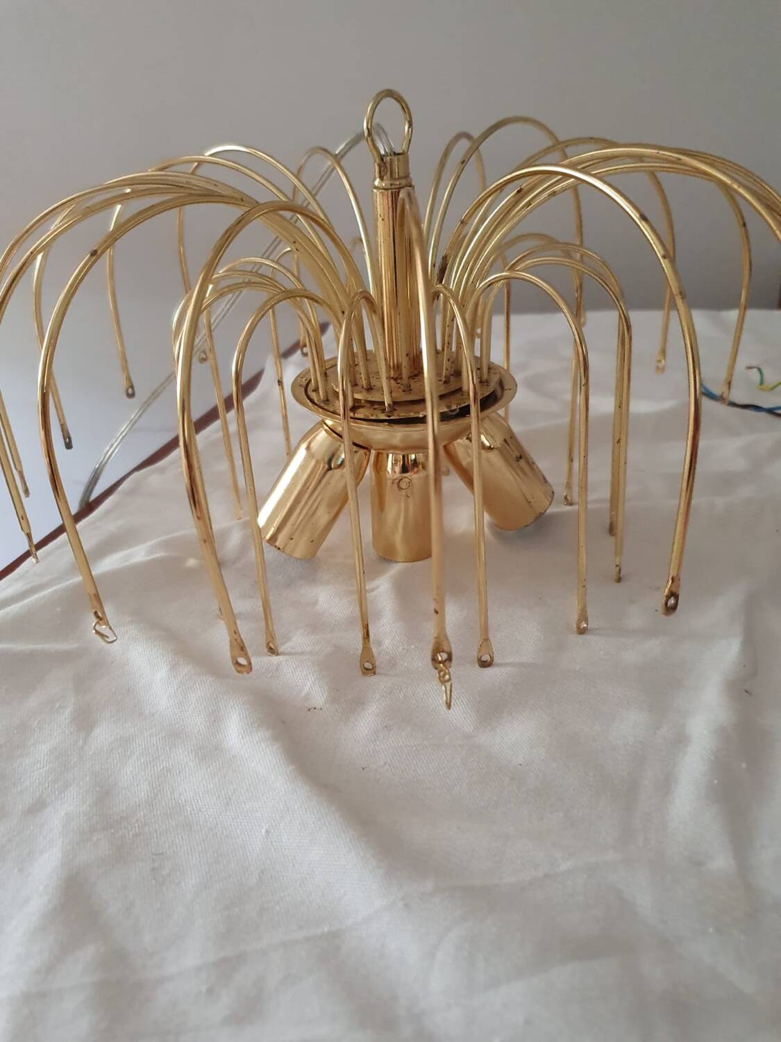 Lustre cascade vintage |  26 gouttes en verre ambré
