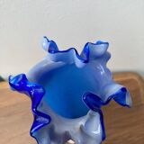 Murano cobalt blue vase with ruffled edge