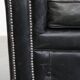 Set of 2 black Chesterfield armchairs in grained cowhide leather