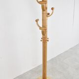 Modernist travertine and wood coat rack 1980s