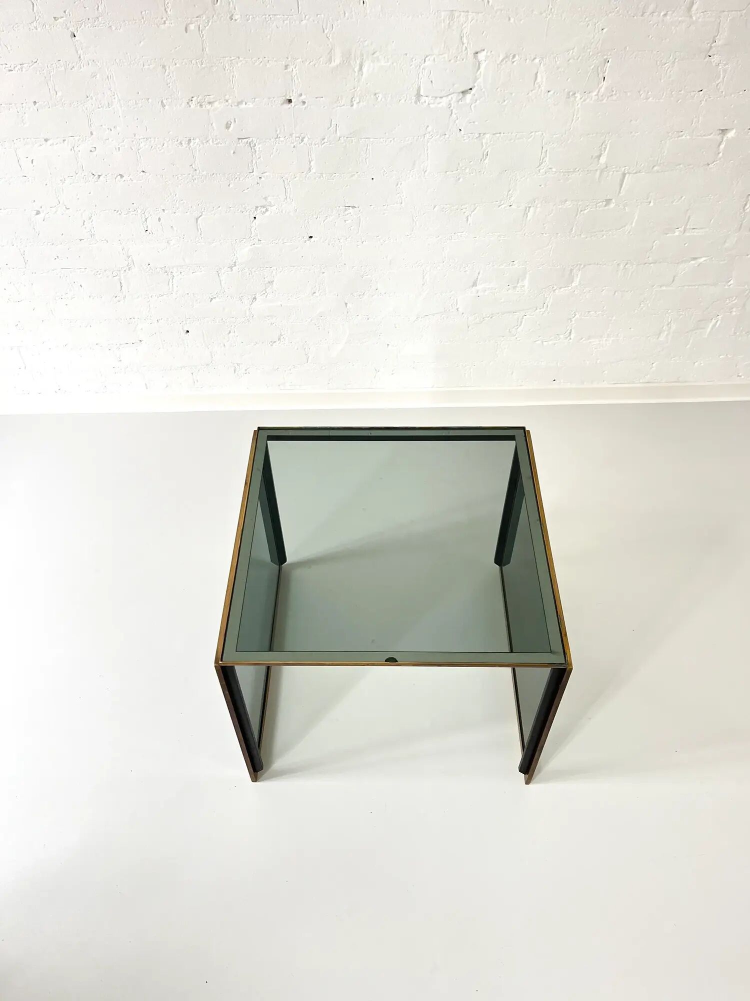 Vintage smoked glass and brass side table, Italy, 1970s