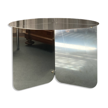"120" coffee table in stainless steel, minimal design by folding metal