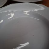 5 octagonal deep earthenware plates Moulin des loups pale blue color