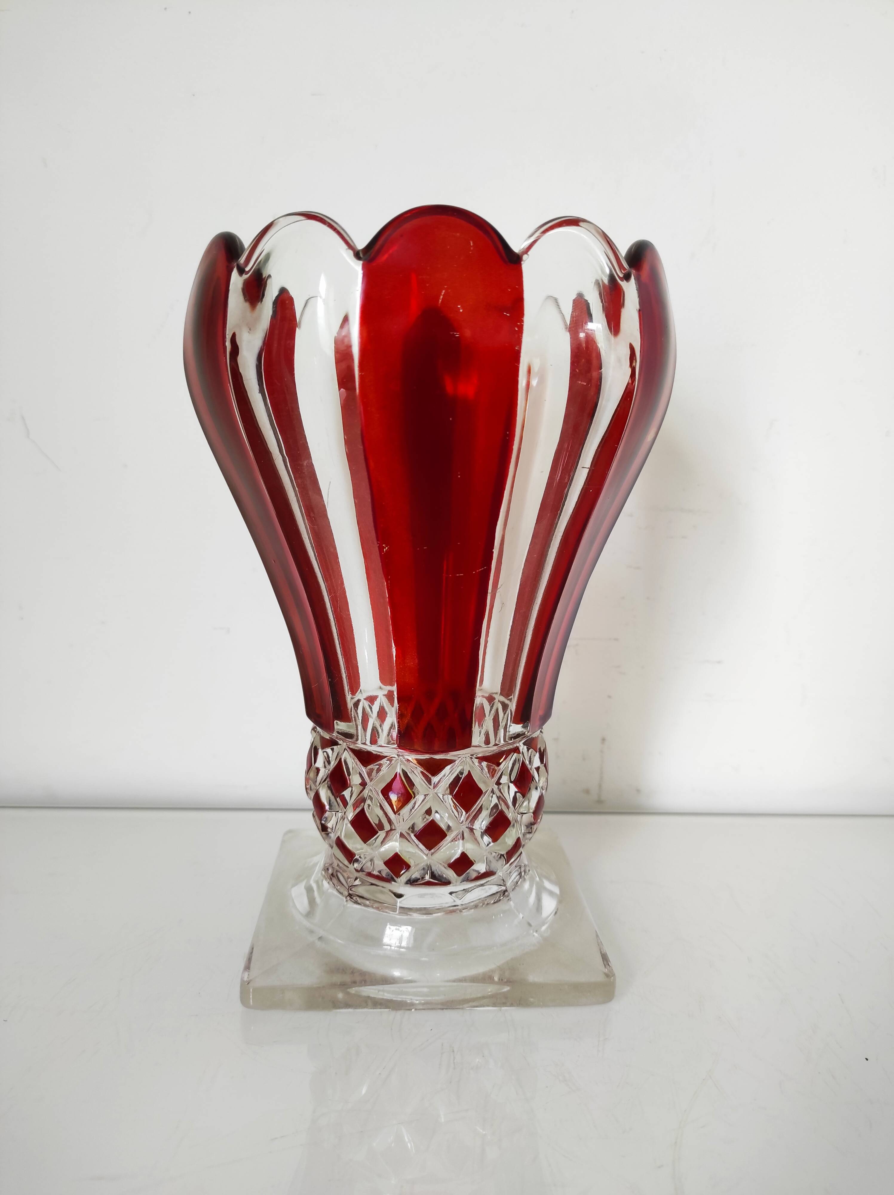 Red painted glass vase