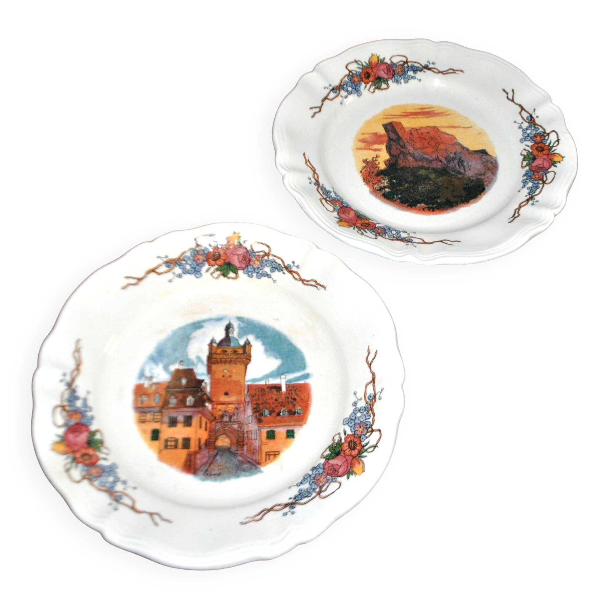 Sarreguemines lot de 2 assiettes à dessert Obernai décor Loux 3 fleurs