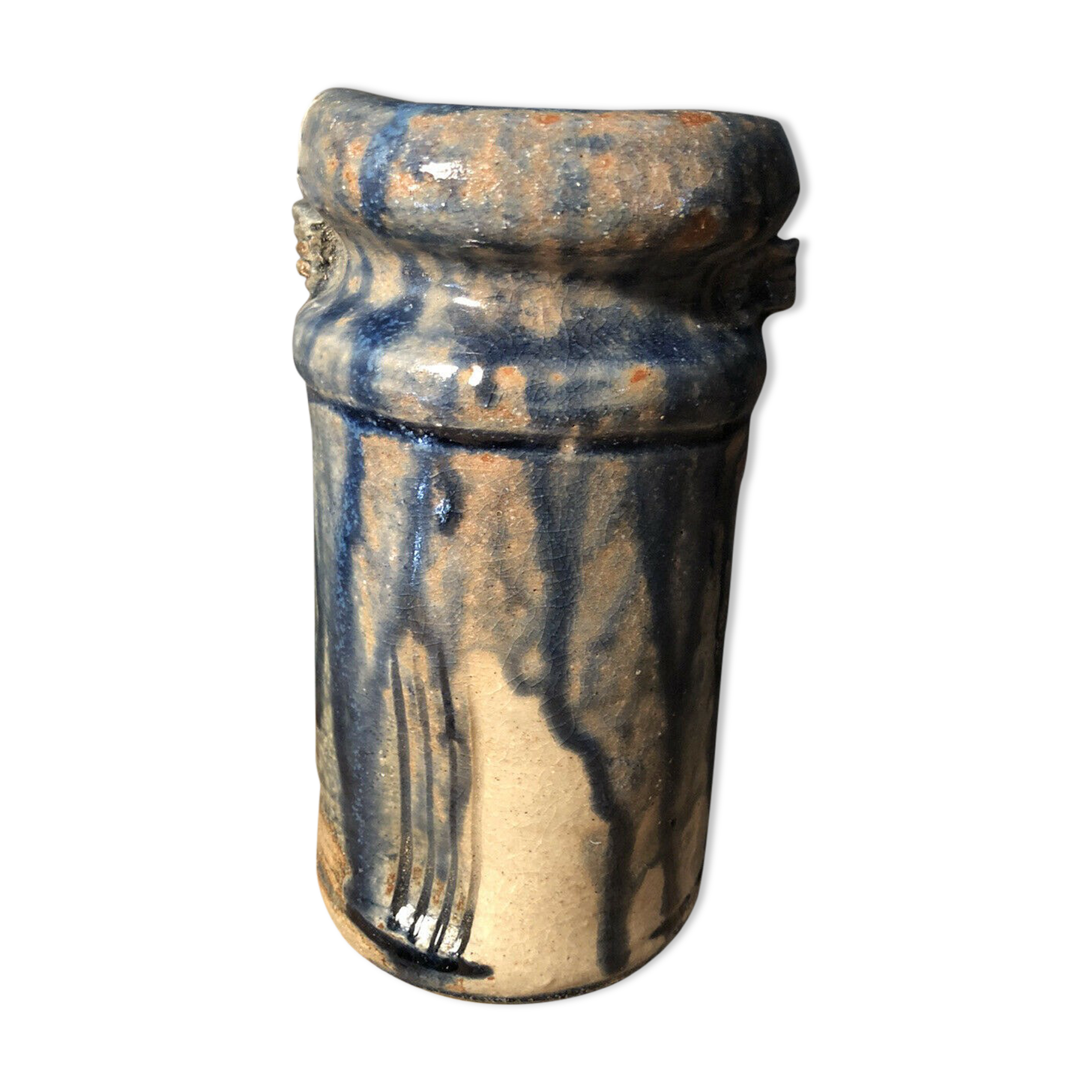 Enamelled pottery vase signed