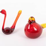 Swedish Art glass Birds sculptures from Bergdala, 1970’s