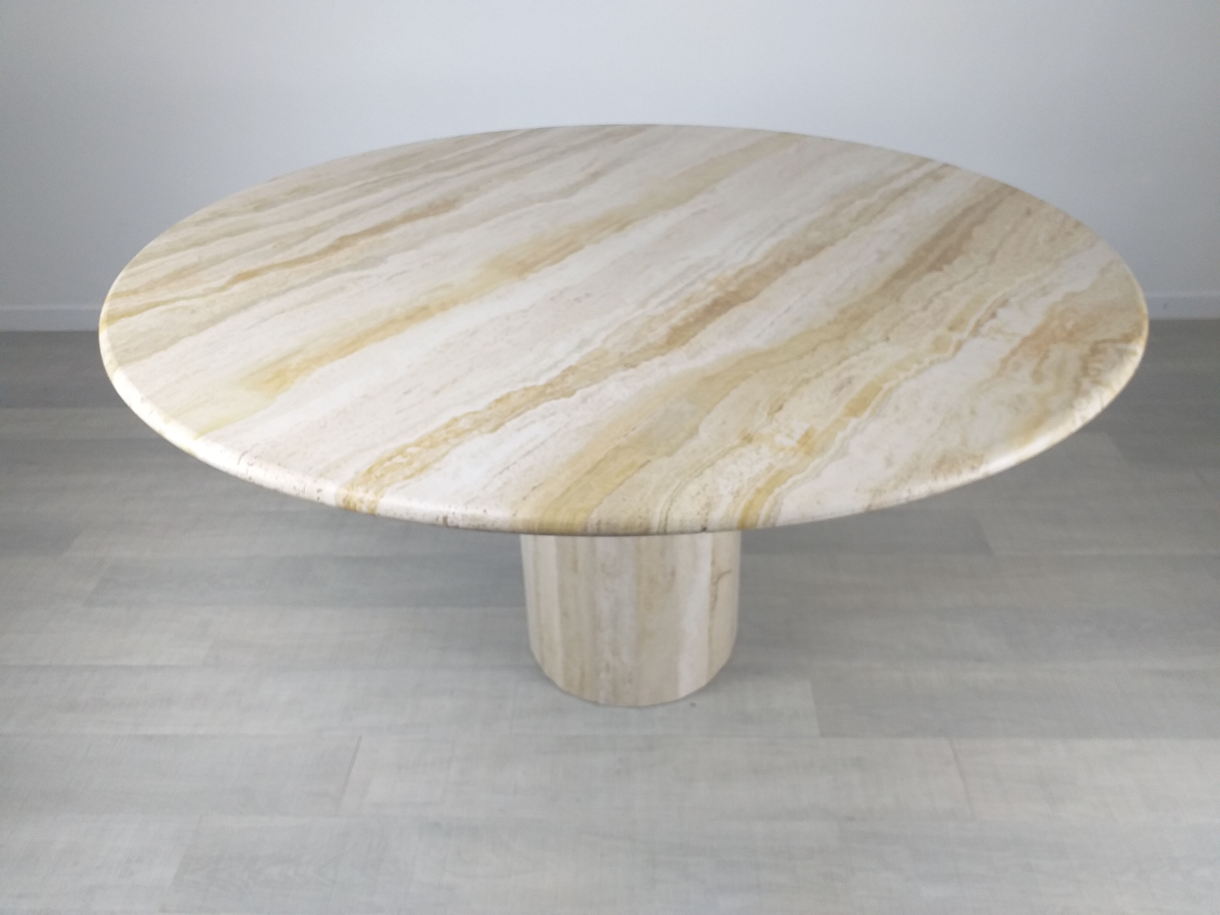 Travertine dining table design Jean-Charles Roche Bobois vintage 70s